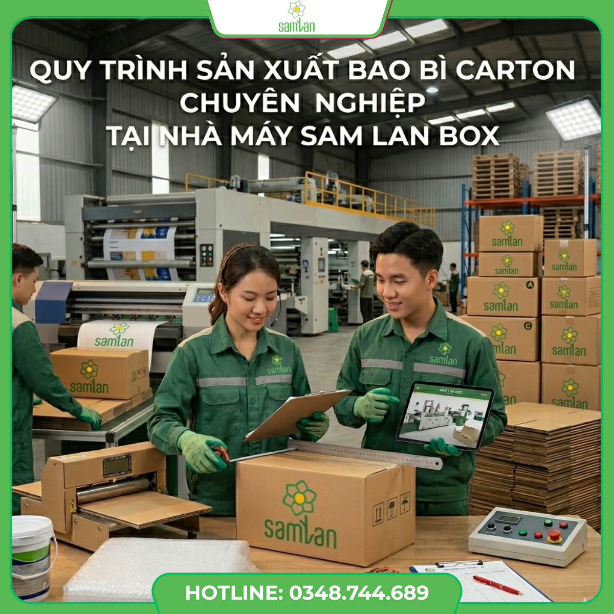 Read more about the article Quy Trình Sản Xuất Bao Bì Carton Chuyên Nghiệp Tại Nhà Máy Sam Lan Box