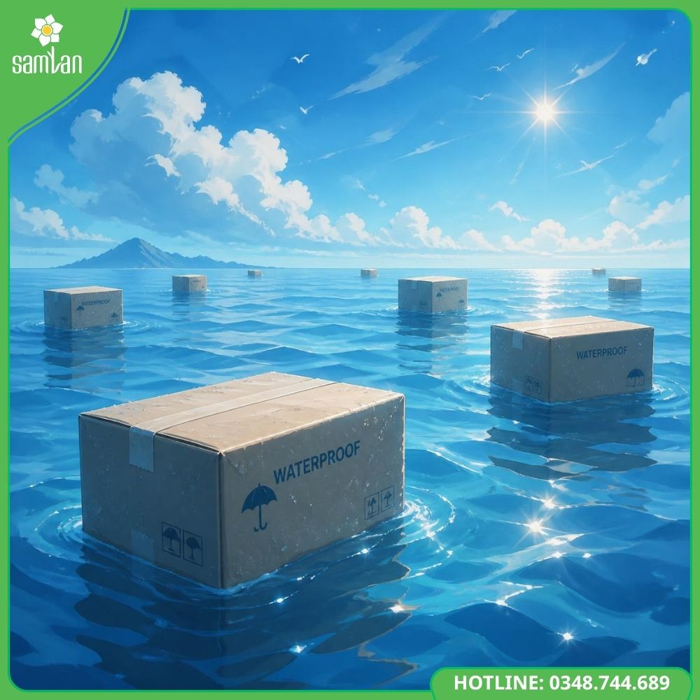 Sản xuất thùng carton chống thấm, thùng đựng thủy hải sản đông lạnh cán màng PE cao cấp. Chịu ẩm 100%, không bục vỡ trong kho lạnh, giá tốt tận máy Sam Lan!